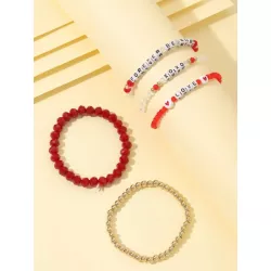 5 piezas/set Pulsera con cuenta con diseño de letra