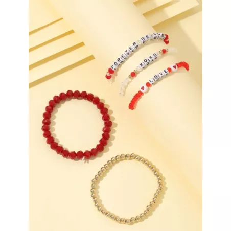 5 piezas/set Pulsera con cuenta con diseño de letra