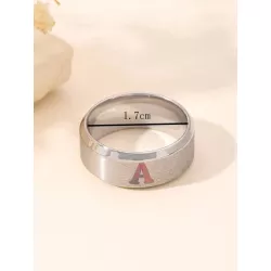 1 pieza Anillo 26 iniciales moda sencilla de acero inoxidable plata