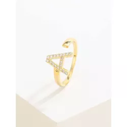 1 pieza Anillo de moda cobre zirconia cúbica con diseño de letra adecuado para de mujeres uso diario