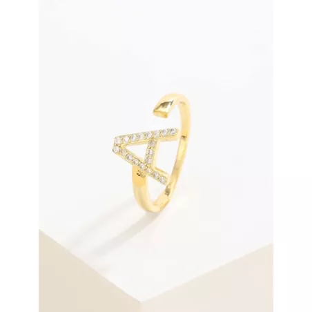 1 pieza Anillo de moda cobre zirconia cúbica con diseño de letra adecuado para de mujeres uso diario