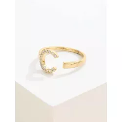 1 pieza Anillo de moda cobre zirconia cúbica con diseño de letra adecuado para de mujeres uso diario