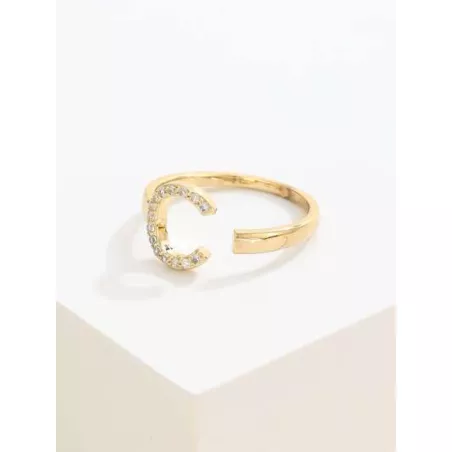 1 pieza Anillo de moda cobre zirconia cúbica con diseño de letra adecuado para de mujeres uso diario