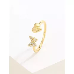 Anillo A de moda cobre zirconia cúbica letra y mariposa diseño adecuado para de mujeres uso diario