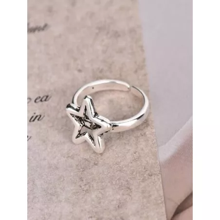 1 pieza Anillo abierto moda cobre con diseño de estrella para mujeres para decoración diaria