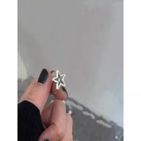 1 pieza Anillo abierto moda cobre con diseño de estrella para mujeres para decoración diaria