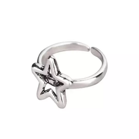 1 pieza Anillo abierto moda cobre con diseño de estrella para mujeres para decoración diaria