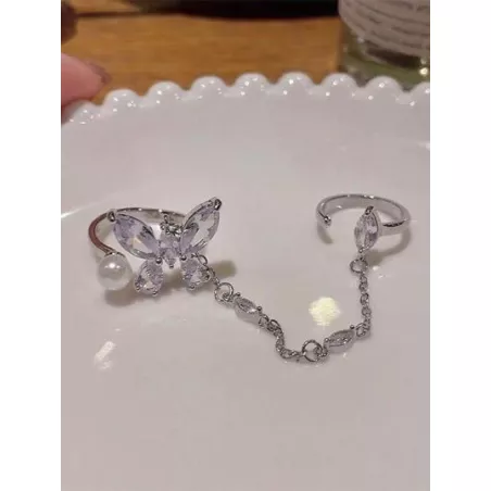 Anillo con mariposa , & con perla decorado múltiple dedos para mujeres , moda estilo con gama alta sentimiento