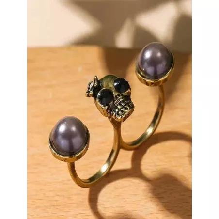 1 pieza Anillo con dedo vintage aleación de zinc con diamante de imitación con diseño de cráneo para mujeres para decoración dia