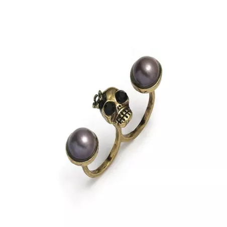 1 pieza Anillo con dedo vintage aleación de zinc con diamante de imitación con diseño de cráneo para mujeres para decoración dia