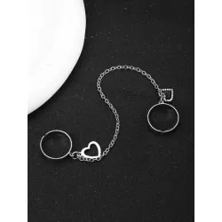 1 set Anillo nuevo diseño colgante de corazón adjunto abierto ajustable , estilo minimalista