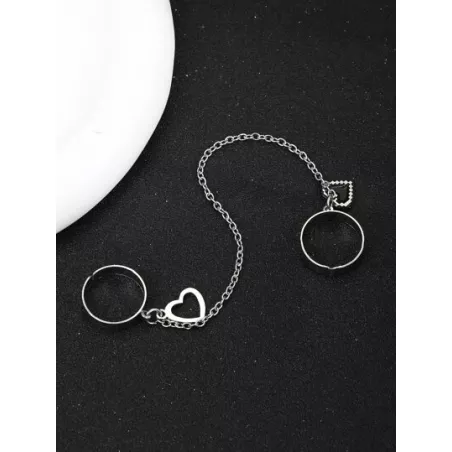 1 set Anillo nuevo diseño colgante de corazón adjunto abierto ajustable , estilo minimalista