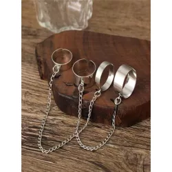 2 piezas Anillo de moda con cadena con parte delantera abierta conectado , unisex estilo para uso diario