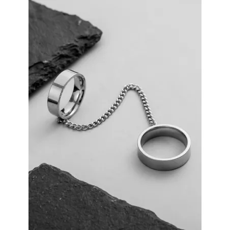 Hombres Anillo con dedo con diseño de cadena