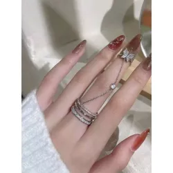 1 pieza Anillo con dedo exquisito aleación de zinc con diamante de imitación con diseño de mariposa para mujeres para decoración