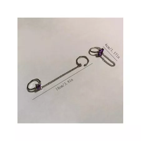 Conjunto de cadena púrpura brillante de Zirconia cúbica cuadrada geométrica Ins, anillo de diseño de nicho de gama alta para muj