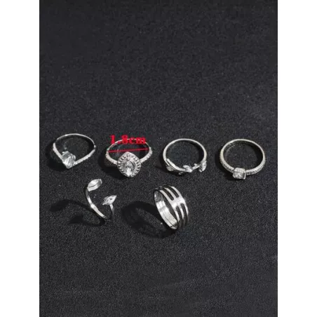 15 piezas estilo bohemio Love con corazón & en forma de hoja con diamante de imitación incrustado anillos para mujeres , regalo