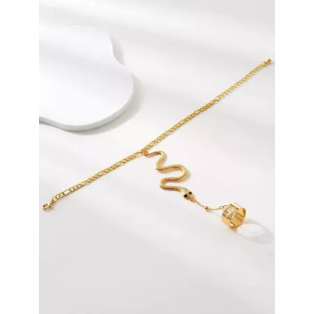 uno moda sexy serpiente con abertura Anillo Anillo con cadena mitón Anillo Mujer fecha banquete popular Bisutería