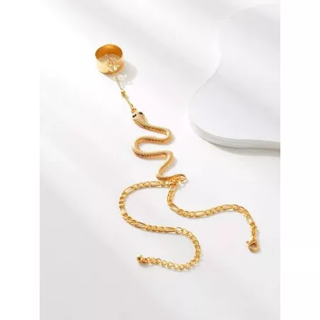 uno moda sexy serpiente con abertura Anillo Anillo con cadena mitón Anillo Mujer fecha banquete popular Bisutería