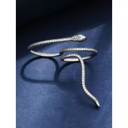 Anillo con dedo con diamante de imitación con diseño de serpiente