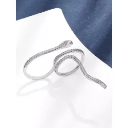 Anillo con dedo con diamante de imitación con diseño de serpiente