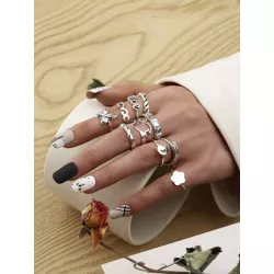 10 piezas Anillo con diseño de Yin y Yang