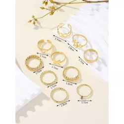 9 piezas/set Anillo con adorno de corazón