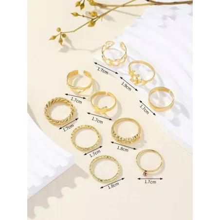 9 piezas/set Anillo con adorno de corazón