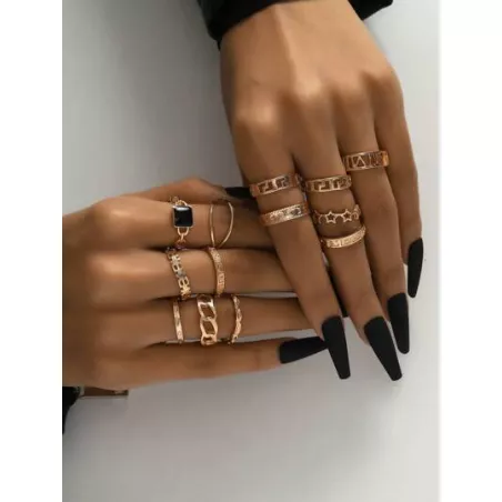 13 piezas / set Anillo moda con abertura & con diseño girante para mujeres para decoración diaria