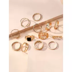 13 piezas / set Anillo moda con abertura & con diseño girante para mujeres para decoración diaria