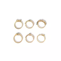 6 piezas/set Set de anillo atractivo piedra preciosa con diseño de diamante de imitación para mujeres para decoración diaria