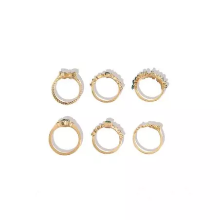 6 piezas/set Set de anillo atractivo piedra preciosa con diseño de diamante de imitación para mujeres para decoración diaria