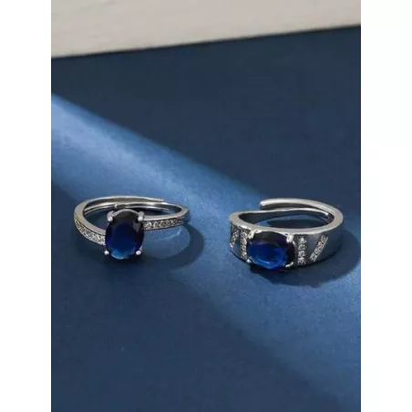 2 piezas/set Anillo atractivo zirconia cúbica para pareja para regalo