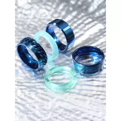 Hombres 5 piezas/set Anillo con diseño de cadena