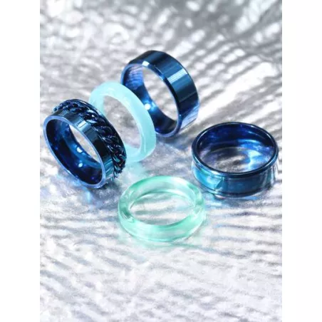 Hombres 5 piezas/set Anillo con diseño de cadena