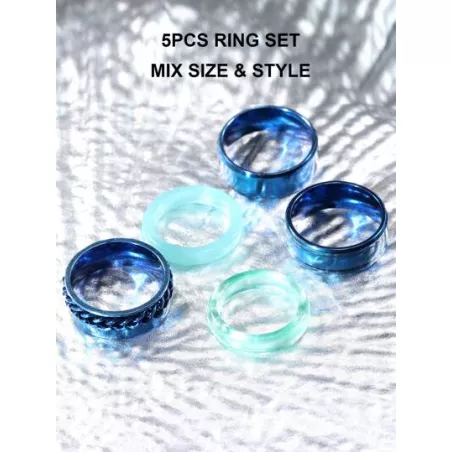 Hombres 5 piezas/set Anillo con diseño de cadena