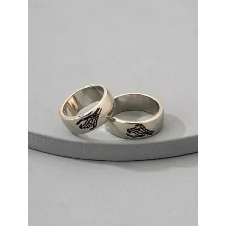 2 piezas/set Anillo moda con patrón de esqueleto para hombres para decoración diaria