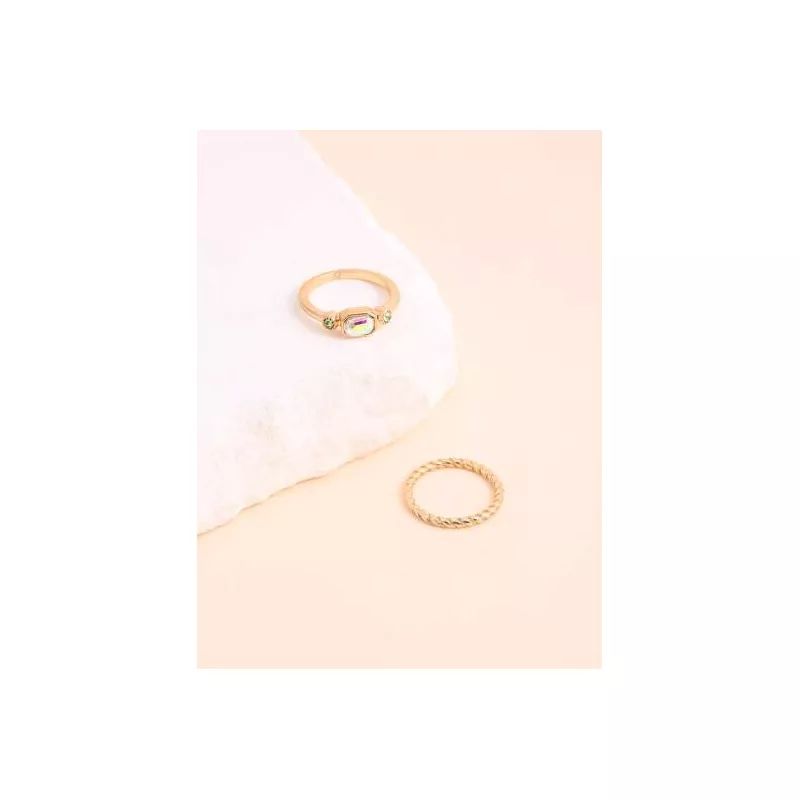 2 piezas Anillo con diseño de diamante de imitación