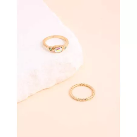 2 piezas Anillo con diseño de diamante de imitación