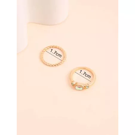 2 piezas Anillo con diseño de diamante de imitación