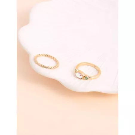 2 piezas Anillo con diseño de diamante de imitación