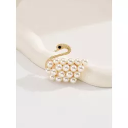 1 pieza Broche moda con diseño de perla artificial con diseño de cisne para mujeres para decoración diaria