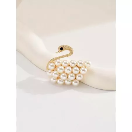 1 pieza Broche moda con diseño de perla artificial con diseño de cisne para mujeres para decoración diaria