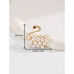 1 pieza Broche moda con diseño de perla artificial con diseño de cisne para mujeres para decoración diaria