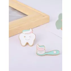 2 piezas/set dulce diente & Cepillo de dientes Broche para mujeres para decoración diaria