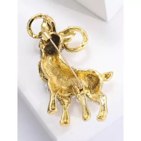1 pieza Broche moda aleación de zinc con diseño de diamante de imitación y perla artificial cabra para mujeres para fiesta