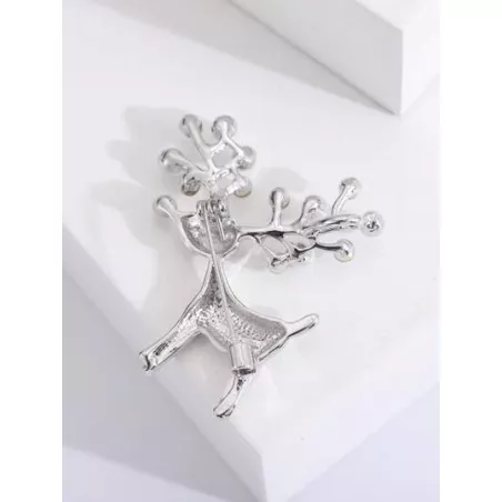 1 pieza Broche moda aleación de zinc con perla artificial & con diseño de diamante de imitación con diseño de alce para mujeres