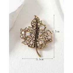 1 pieza Broche moda aleación de zinc con diamante de imitación con diseño de hoja para mujeres para regalo