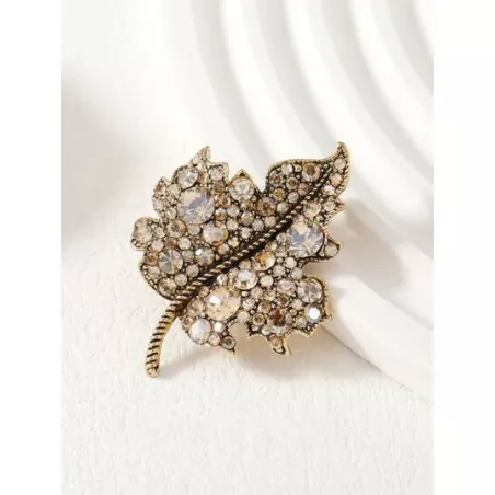 1 pieza Broche moda aleación de zinc con diamante de imitación con diseño de hoja para mujeres para regalo