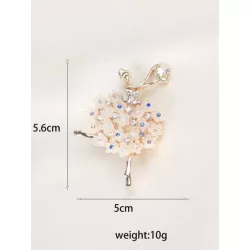 1 pieza Broche con dibujos animados de resina bailarina de ballet & con diseño de diamante de imitación